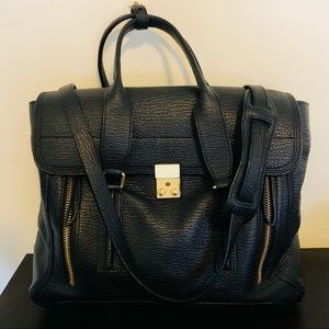 Authentic 3.1 Phillip Lim Black Leather Large Pashli Top Handle Bag